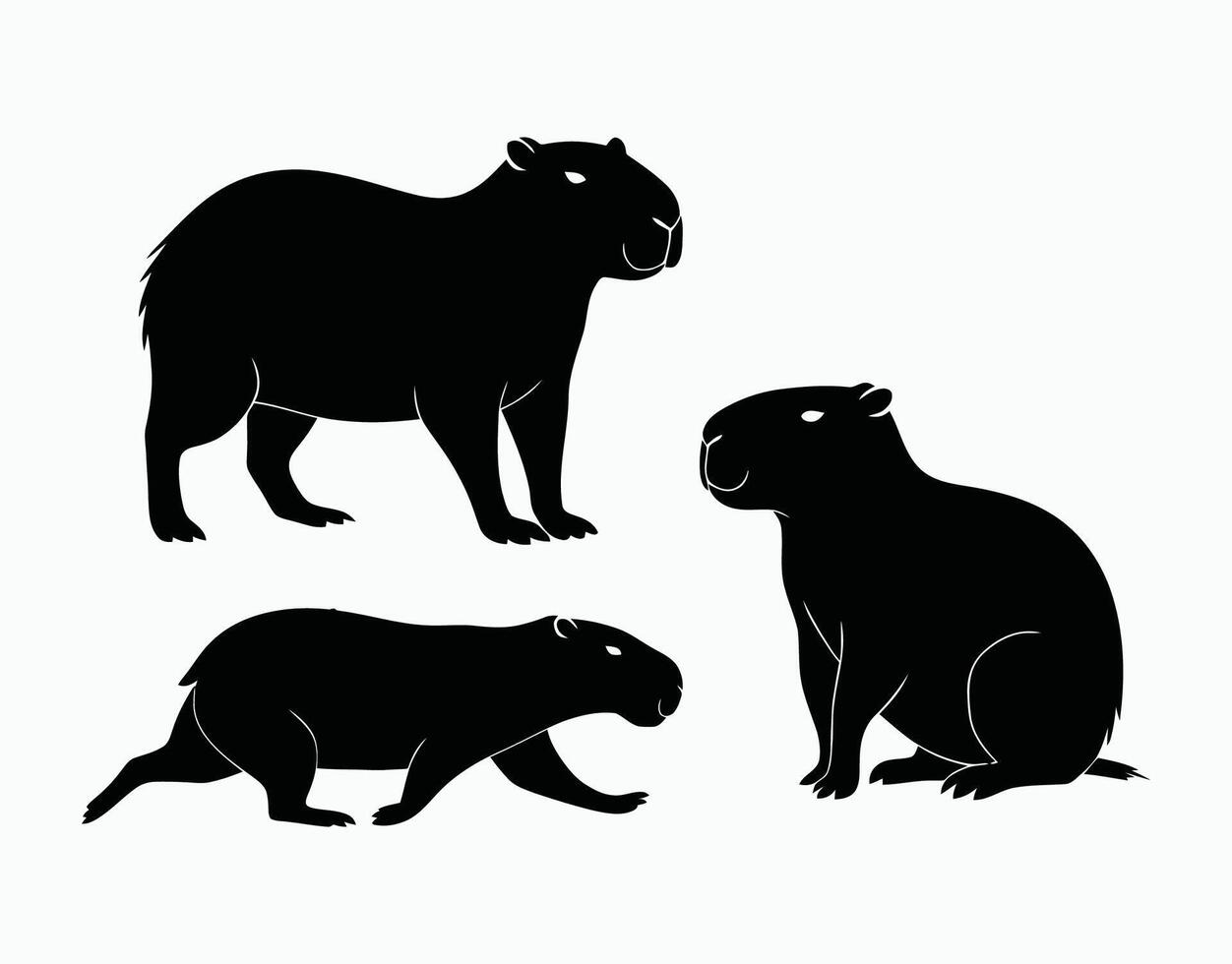 Capybara Silhouette Black and White Template vector