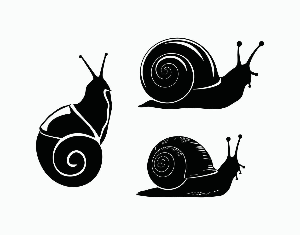 Elegant Snails Silhouette Template for Design vector