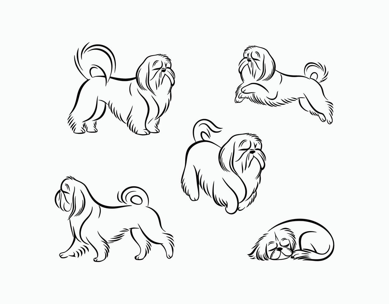 Shih Tzu Dog Silhouette Template Art vector