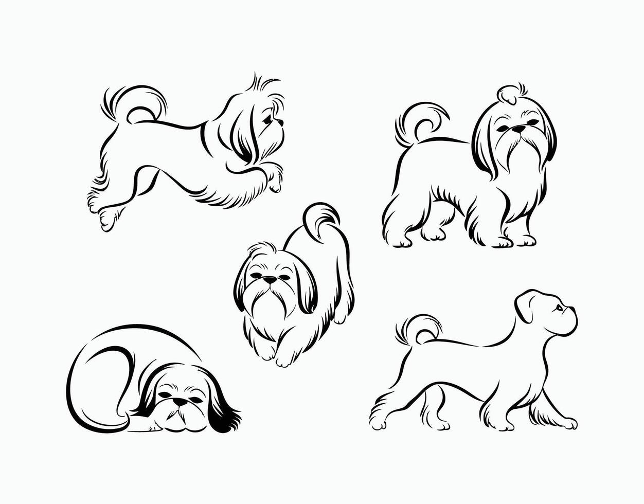 Shih Tzu Silhouette Collection Template Design vector