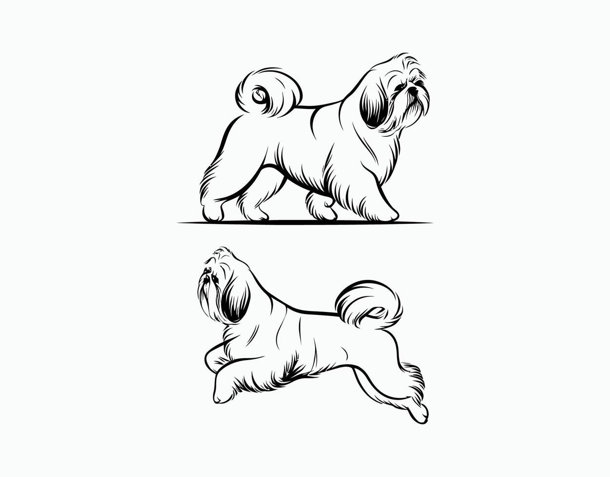Simple Shih Tzu Silhouette Template vector