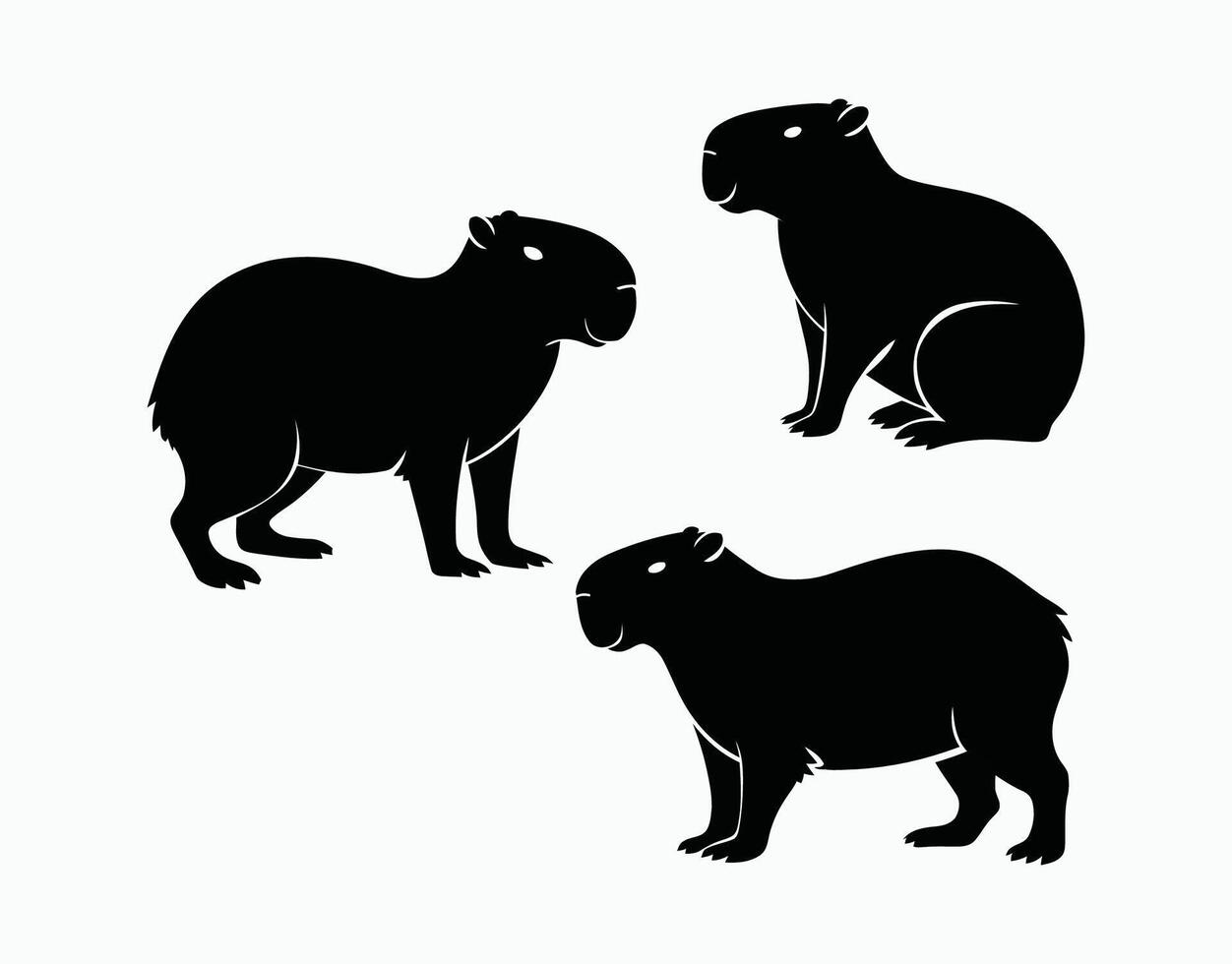 Capybara Silhouette Collection Template vector