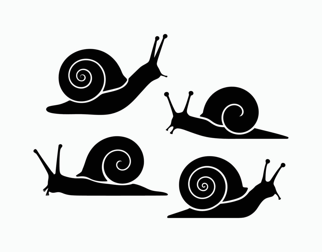 Simple Snails Silhouette Template Collection vector