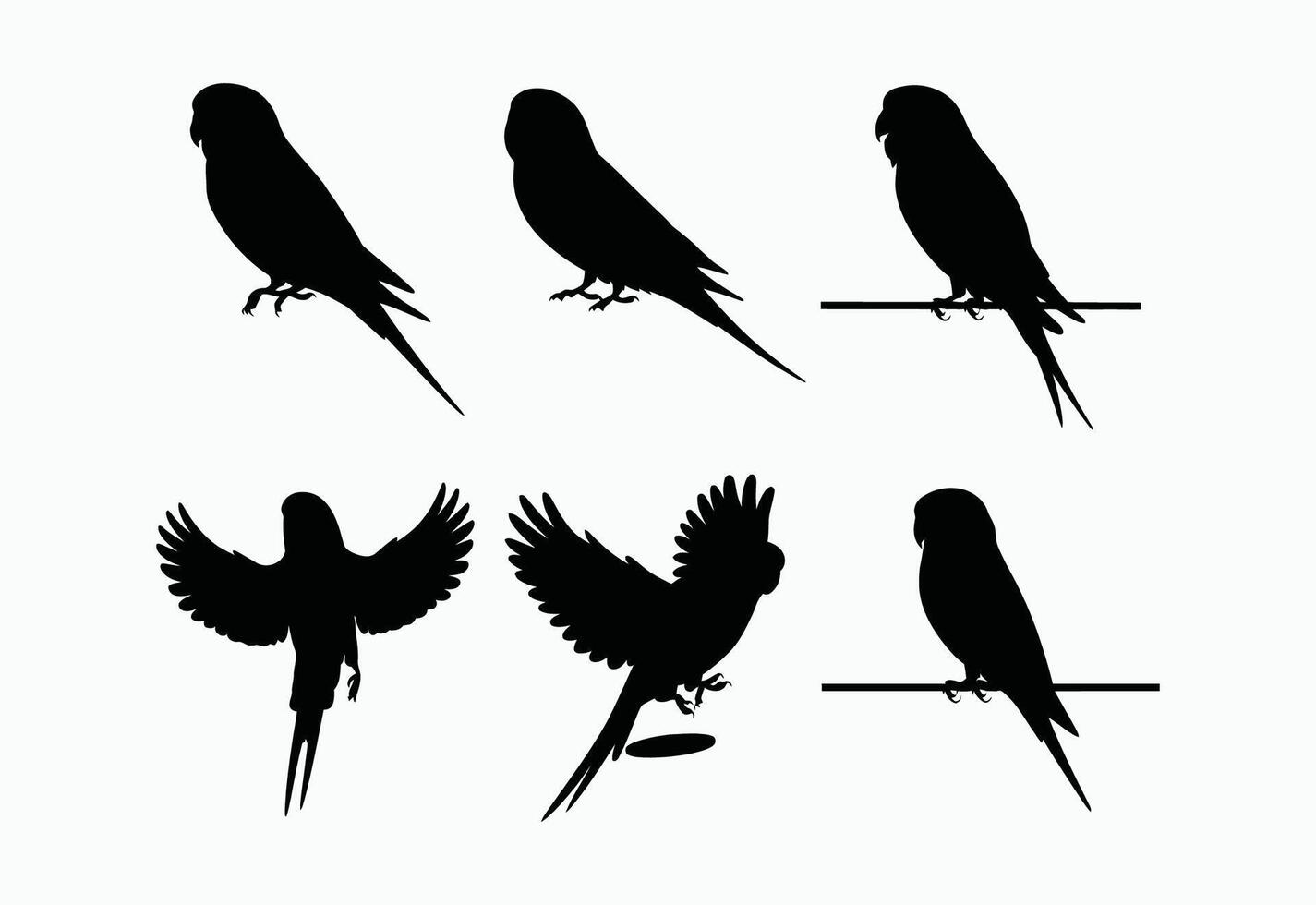 Cute Budgie Silhouette Collection Template vector
