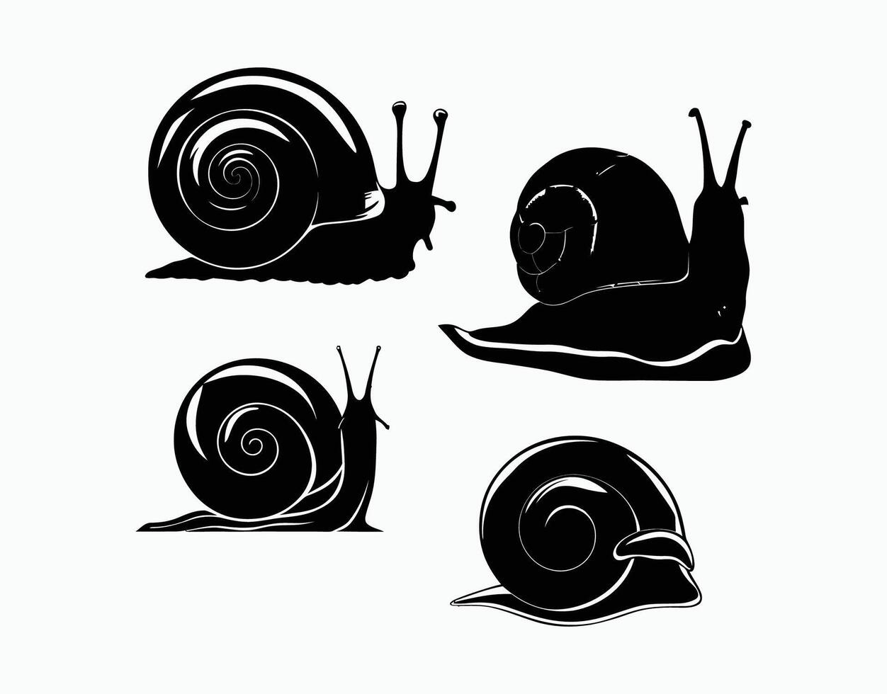 Simple Snails Silhouette Collection Template vector