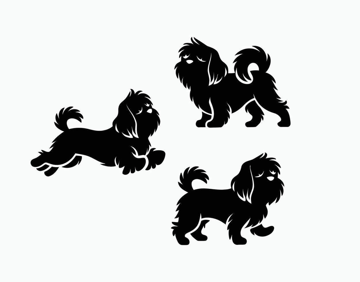 Cute Shih Tzu Silhouette Collection Template vector
