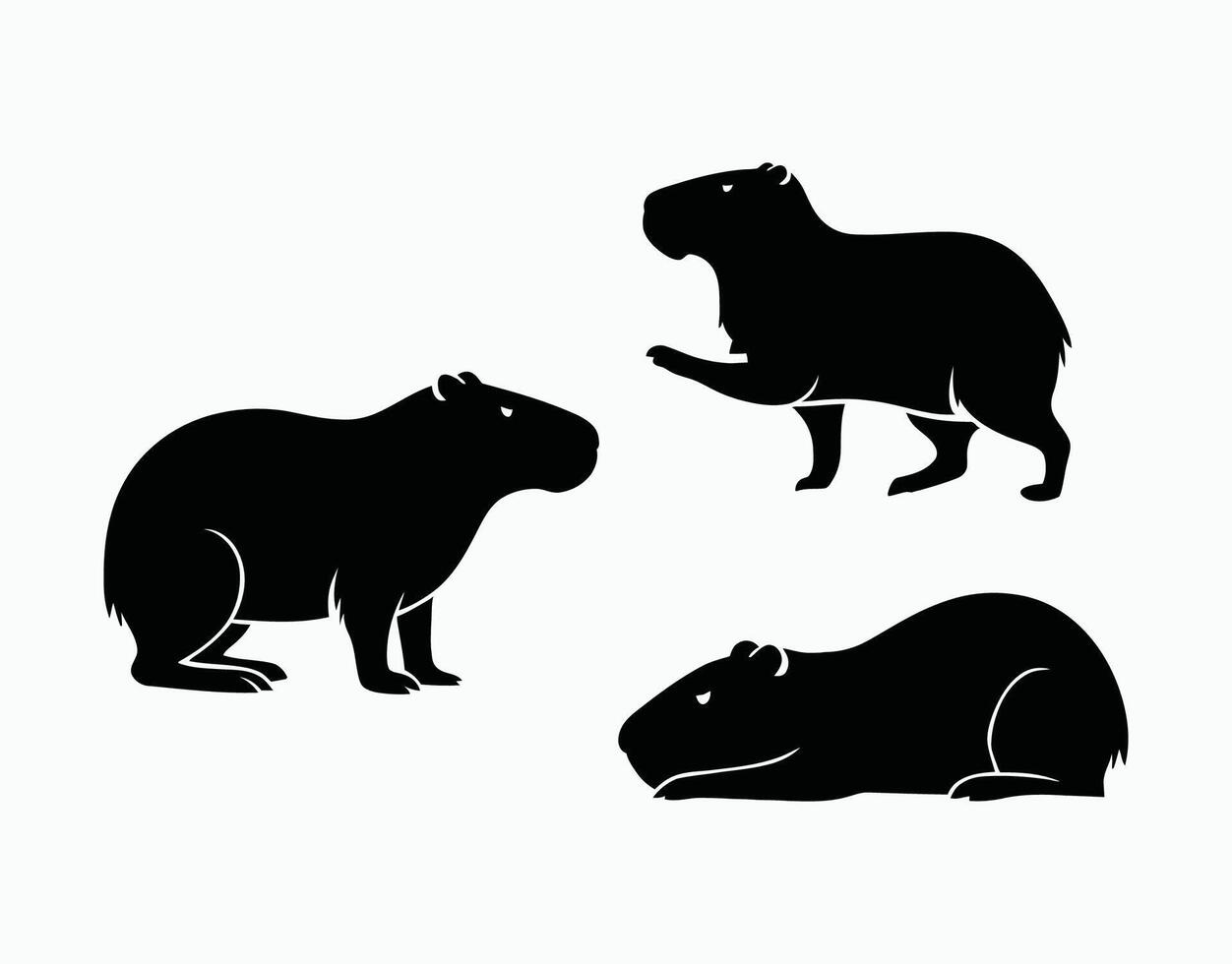 Wild Capybara Silhouette Collection Template Illustration vector