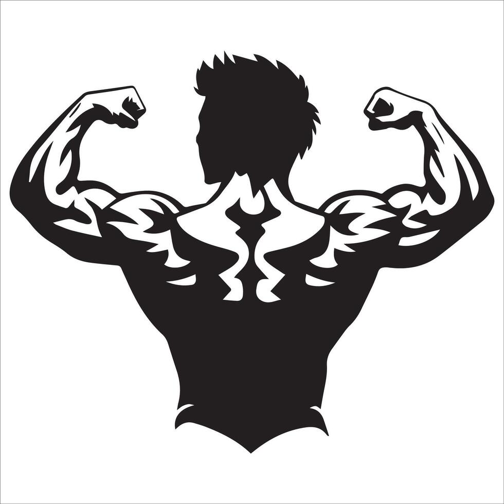 Man Flexing Muscles Silhouette Illustration vector