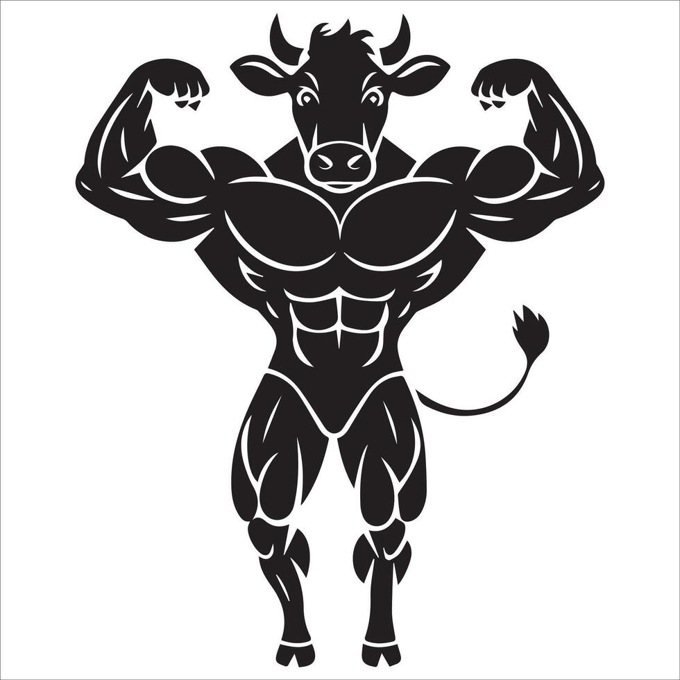 cow bodybuilder silhouette , vector