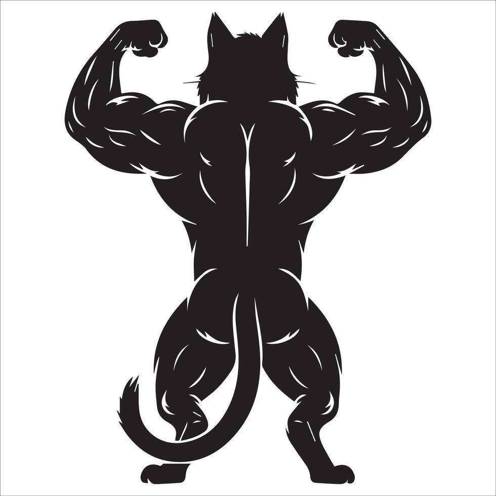 Fierce Cat Bodybuilder Illustration vector