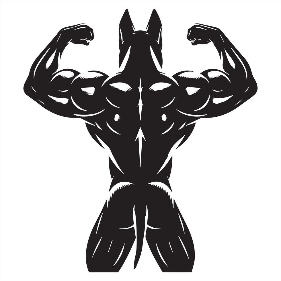dog bodybuilder silhouette , vector