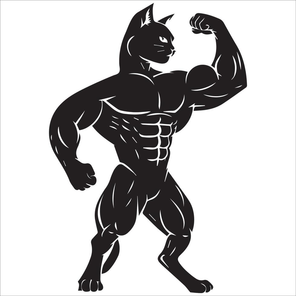 Bodybuilding Cat Champion Illustration vector