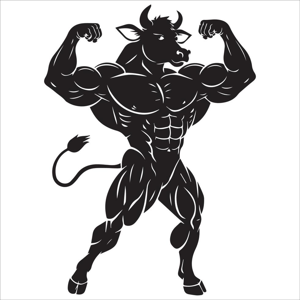 Gym Beast Cow Silhouette Illustration vector