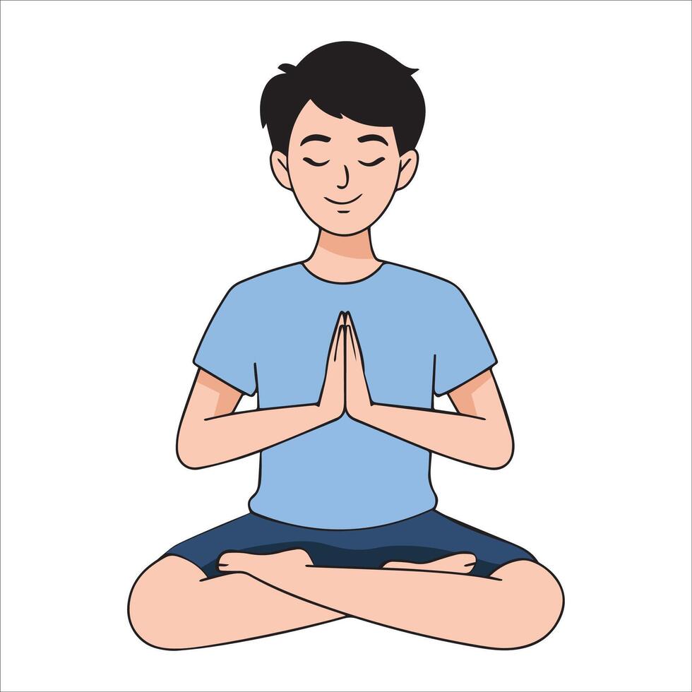 Serene Man Meditating Illustration vector