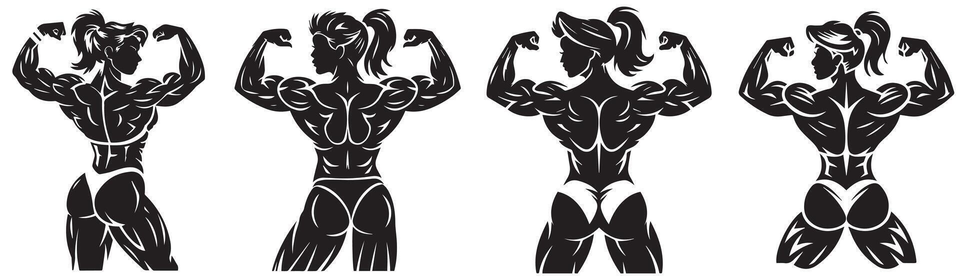 Strength Training Woman Silhouette Illustration vector