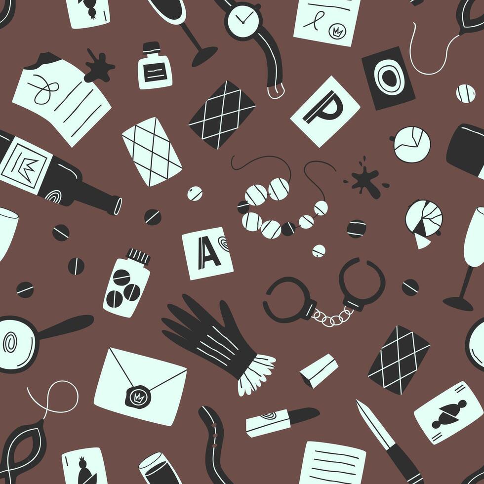Seamless pattern for the endpaper of a detective book vector