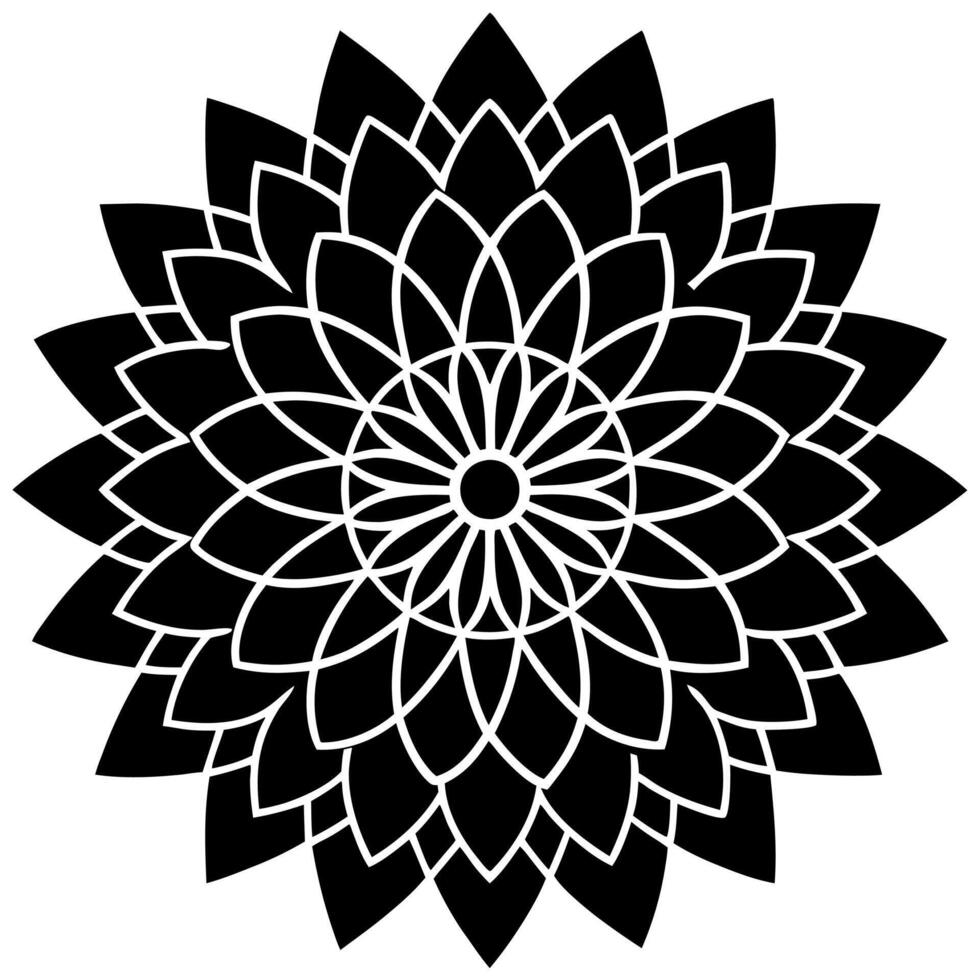 Low Detailed Floral Mandala Silhouette with Ornamental and Decorative vector