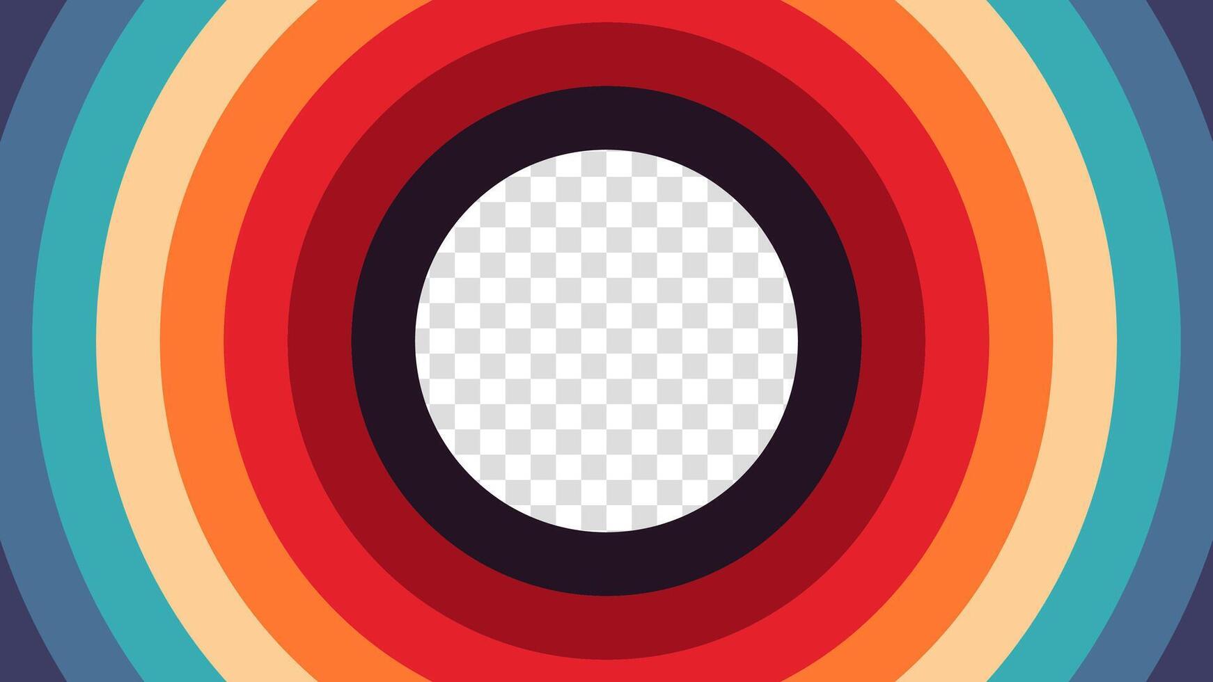 Retro background featuring colorful circular layers, inspired by iconic design elements from the 60s to the 80s. A vibrant abstract composition with smooth gradients and bold contrasts. vector