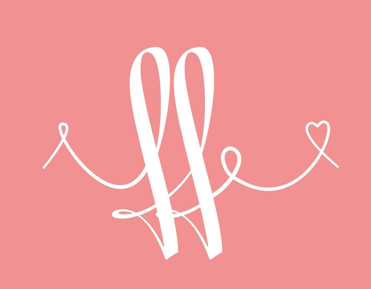 FF initial wedding monogram calligraphy illustration. Hand drawn lettering f and f love logo design for valentines day poster, greeting card vector