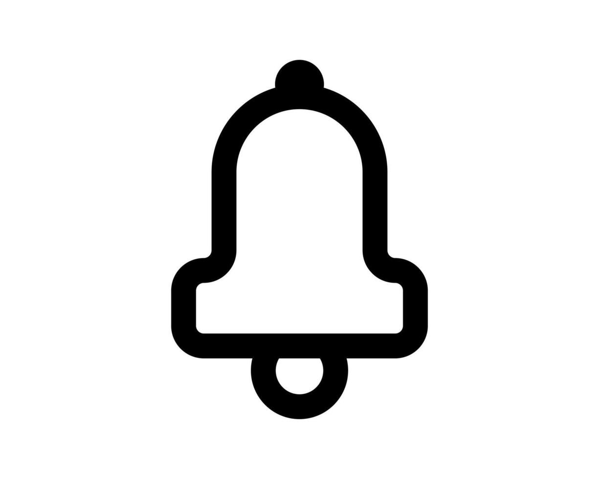 Bold black outline bell icon. Simple, clean design perfect for app interfaces, website notifications, or any project needing a clear alert symbol. High-resolution graphic for versatile use. vector
