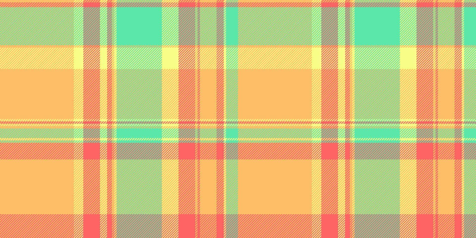 Golf seamless textile plaid, installing fabric texture tartan. Performance pattern background check in orange and mint colors. vector