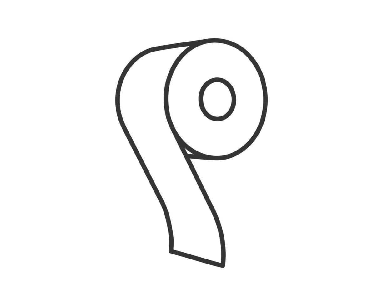 Simple line art illustration of a toilet paper roll. Perfect for minimalist designs, infographics, or representing hygiene and cleanliness. vector