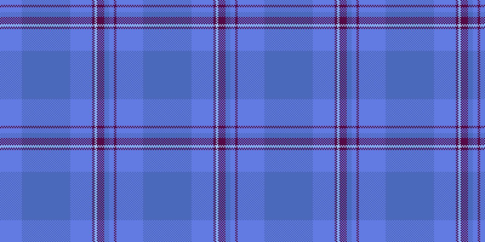Tribal check tartan, folk plaid background texture. Floor seamless pattern fabric textile in blue and pink colors. vector