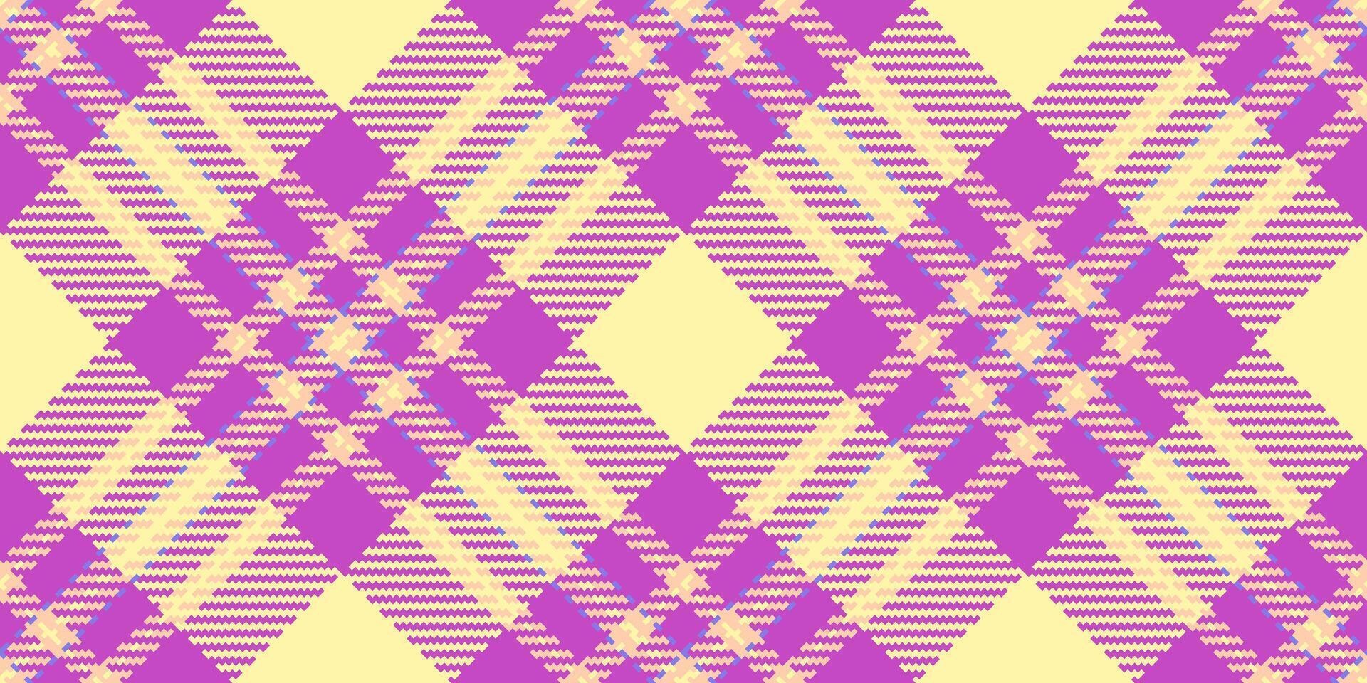 Horizontal background textile tartan, baby pattern fabric seamless. Pastel check texture plaid in magenta and yellow colors. vector