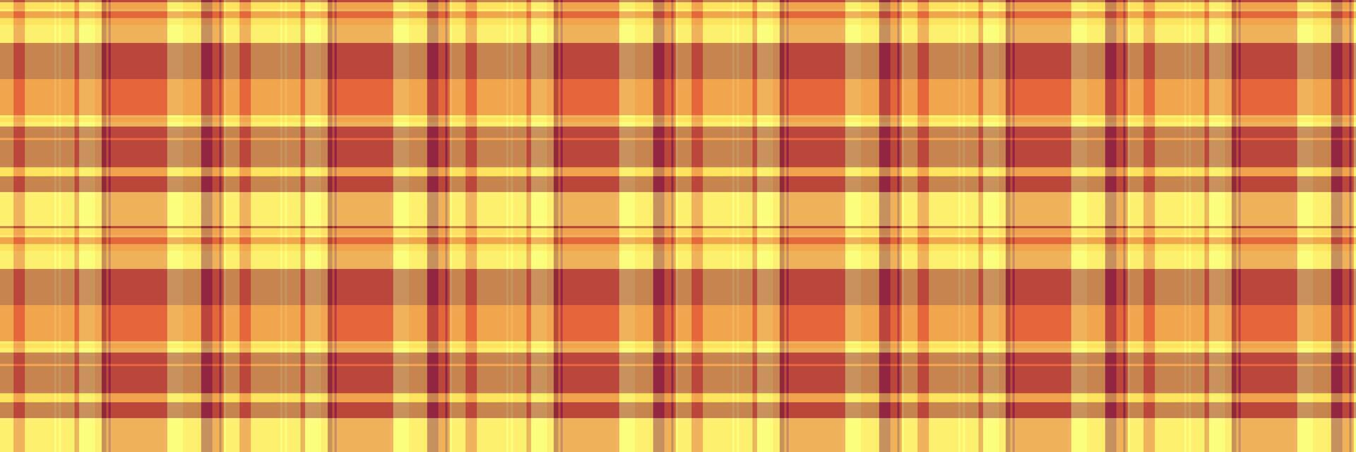 Warm autumnal plaid pattern in vibrant yellow, orange, and red hues. Perfect for fallthemed designs, textiles, and backgrounds. Evokes feelings of warmth, comfort, and the harvest season. vector