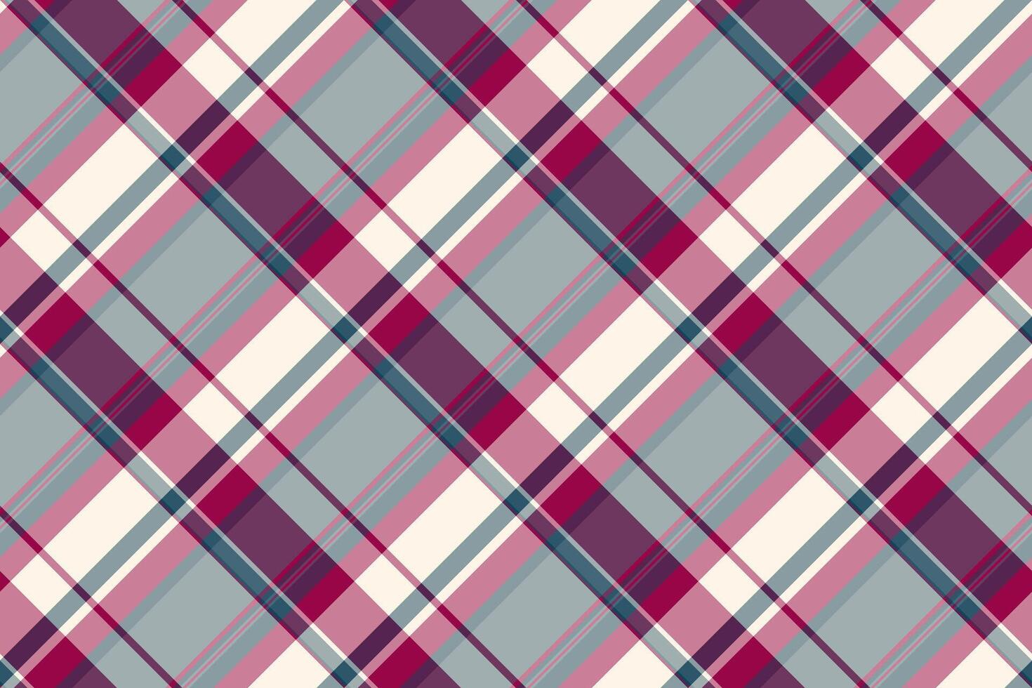 Elegant diagonal plaid pattern in soft pink, mauve, grey, and white. Perfect for textile design, apparel, wrapping paper, or web backgrounds. vector