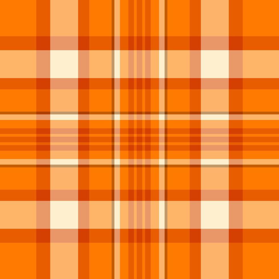 Vibrant orange and cream plaid pattern. Perfect for textile design, fallthemed projects, or adding a touch of autumnal warmth to your designs. Seamless repeat for endless possibilities. vector