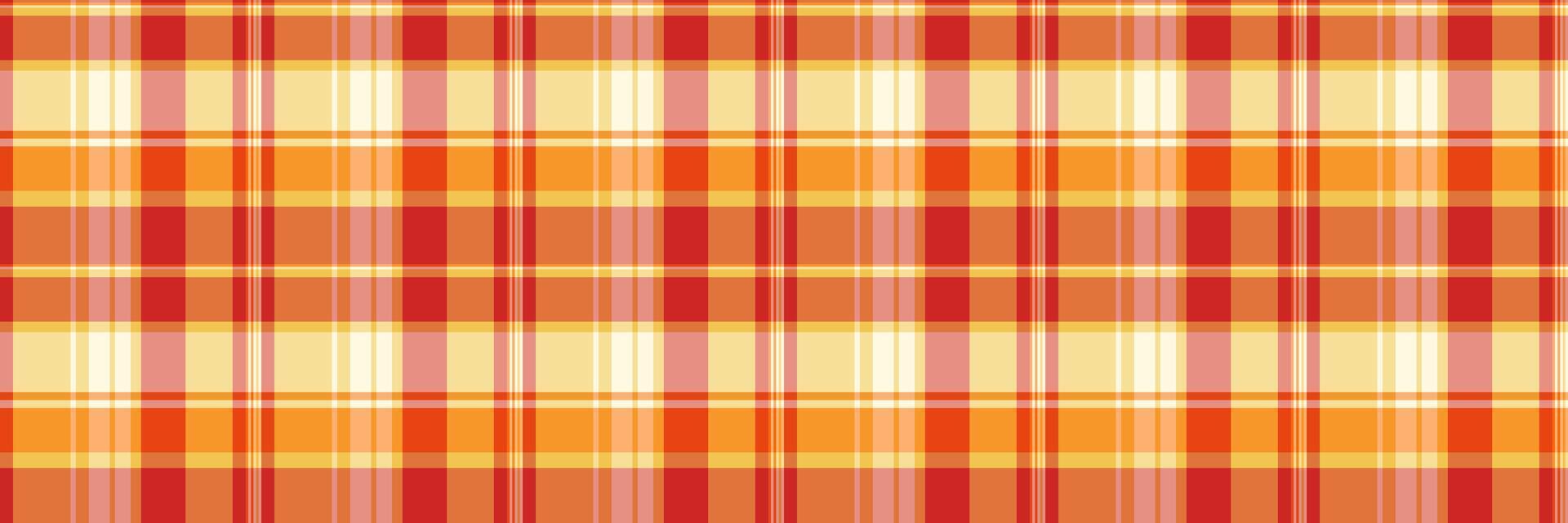 Contour textile tartan seamless, window fabric plaid . Official pattern check texture background in orange and amber colors. vector
