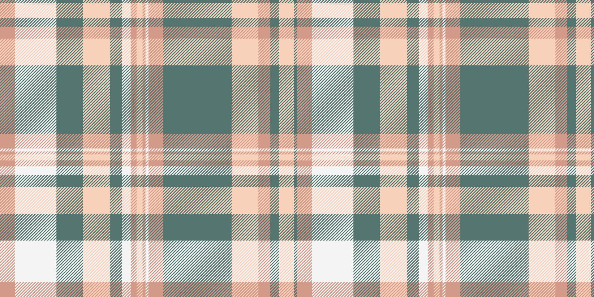 Subtle pastel plaid pattern in peach, teal, and white. Perfect for textile design, website backgrounds, or crafting projects. Evokes feelings of warmth and tranquility. vector