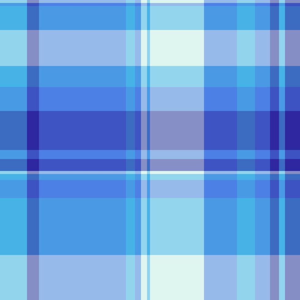 Trim seamless fabric tartan, flowing check pattern. Costume textile plaid background texture in blue and cyan colors. vector