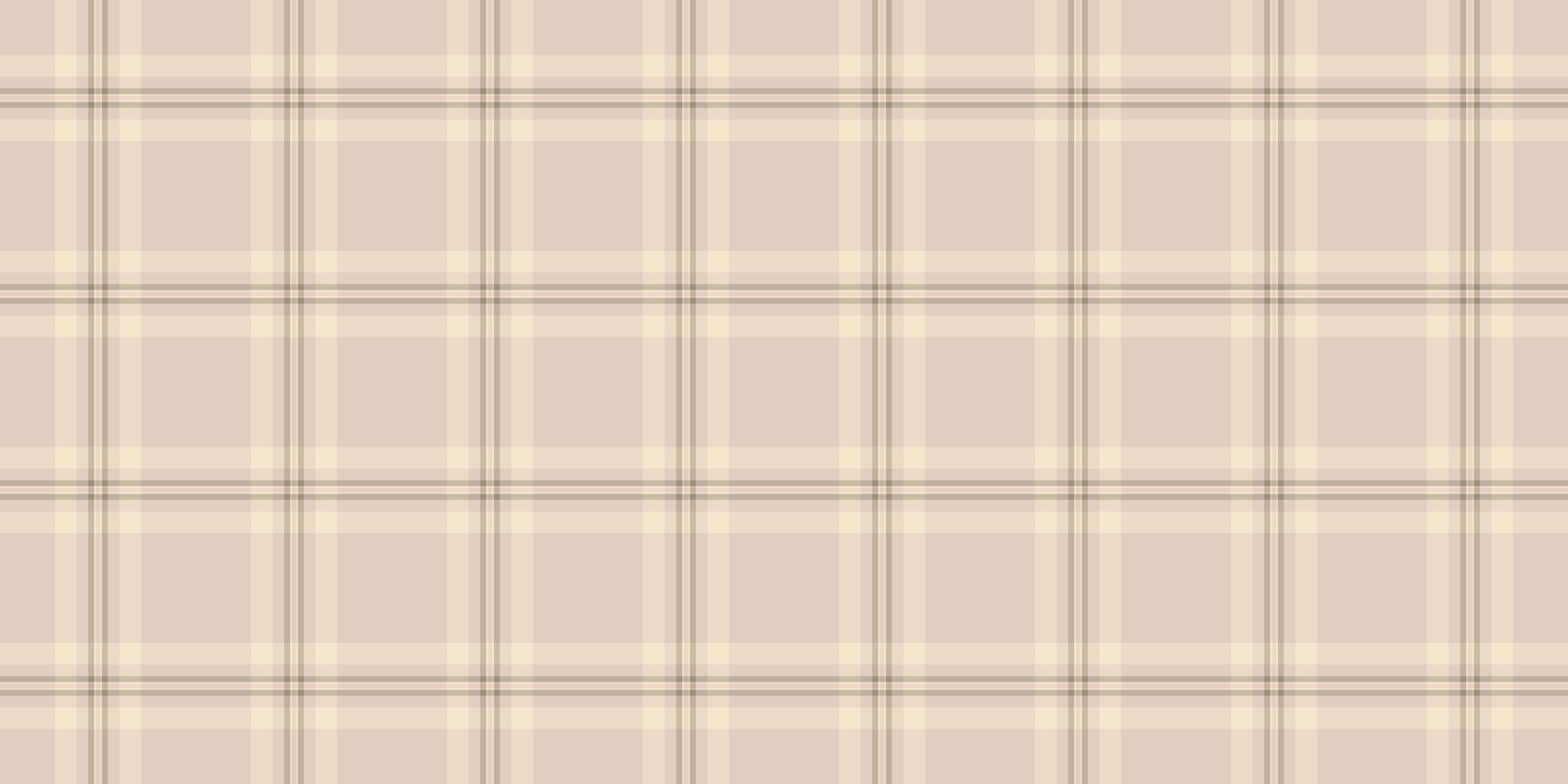 Neutral check textile texture, old tartan plaid pattern. Wide background seamless fabric in light and pastel colors. vector