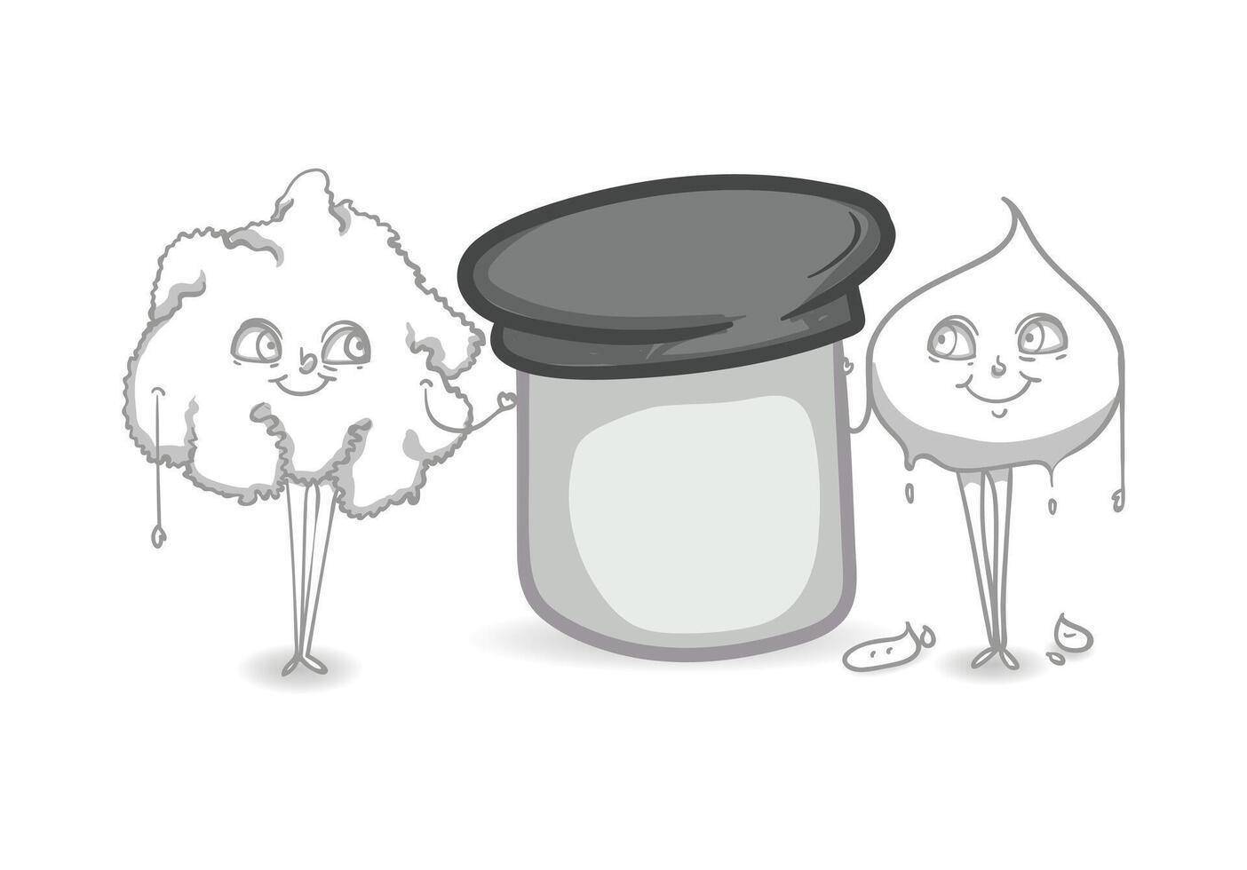 hand drawn milk and cheese mascots, perfect for both online and print projects. Ideal for menus, banners, and social media, it adds a creative and funny touch to your graphics or branding. vector