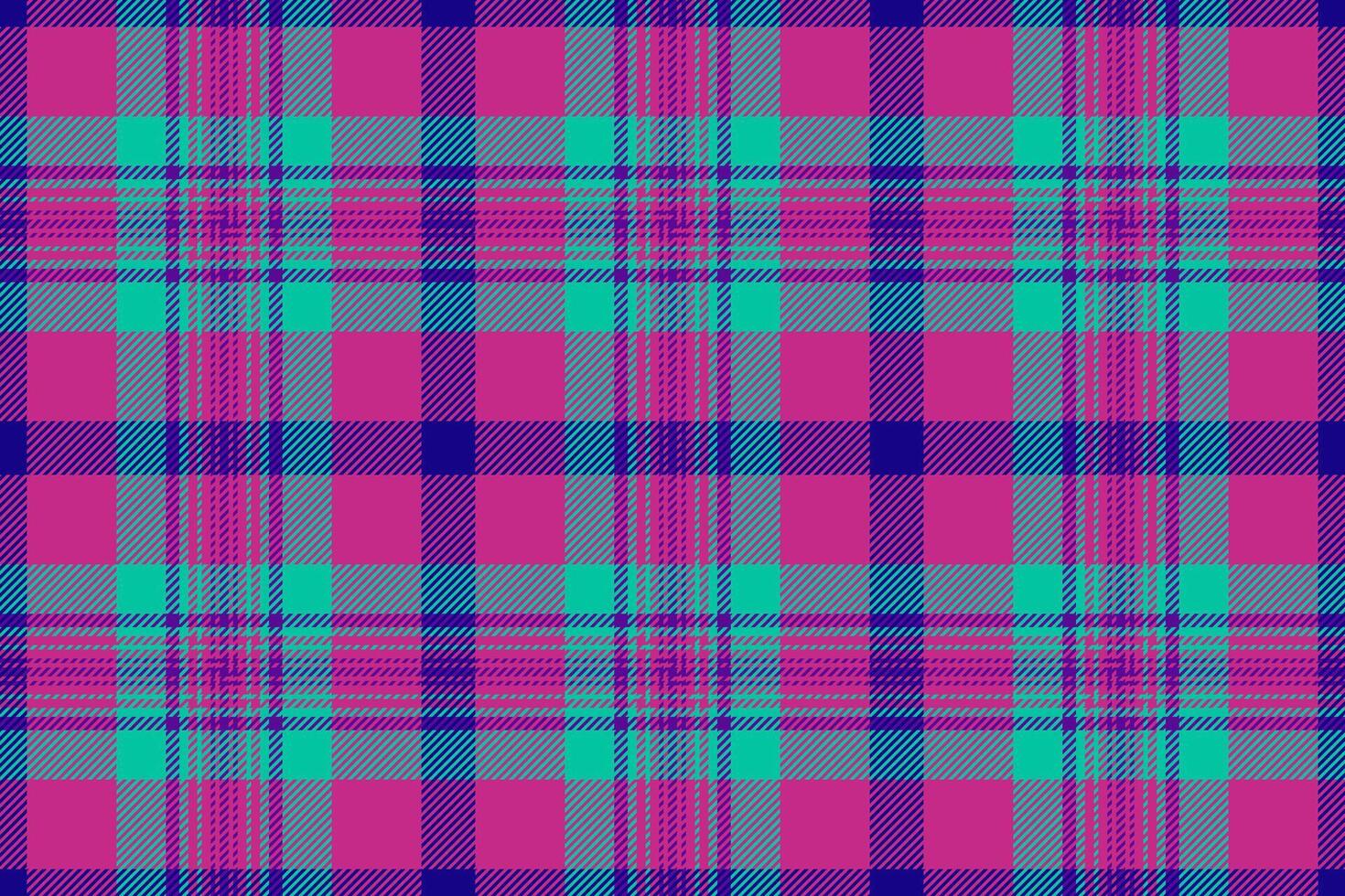 Ornament check tartan, preppy pattern fabric seamless. Decoration textile background texture plaid in pink and teal colors. vector