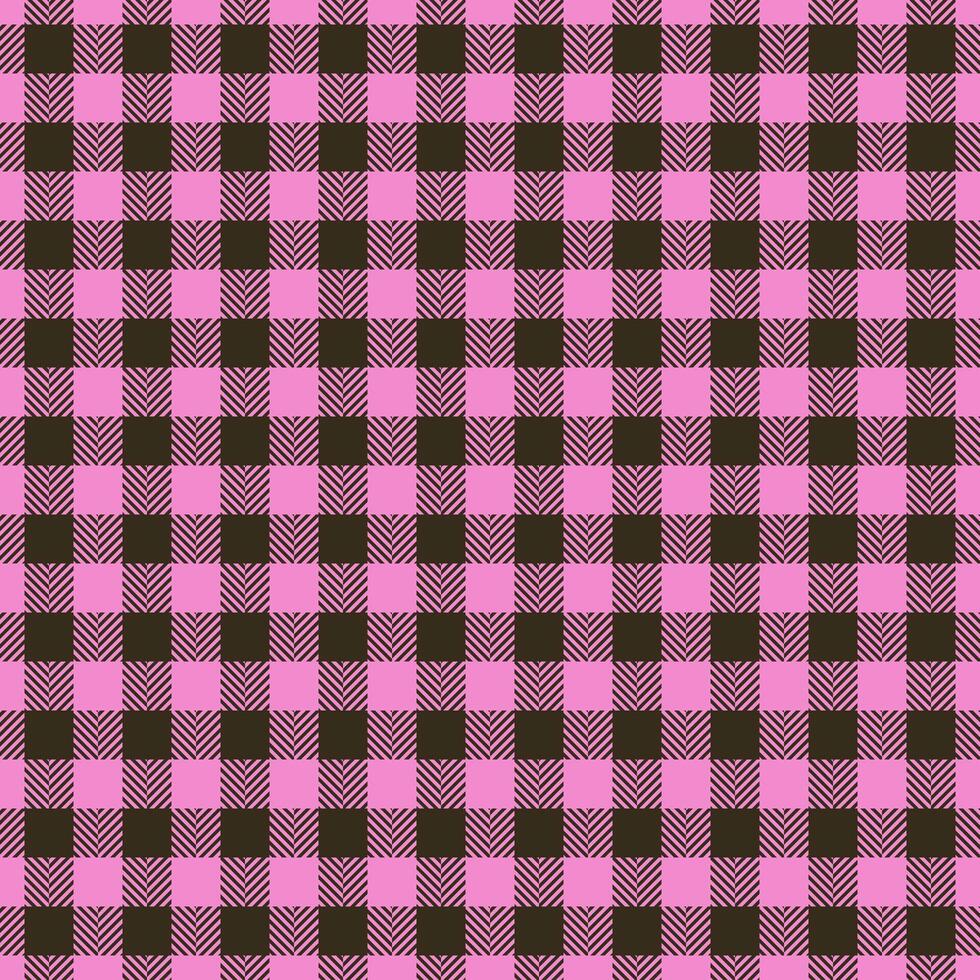 Vibrant pink and dark brown buffalo plaid pattern. Perfect for textile design, fashion, websites, or any project needing a cheerful, rustic texture. Seamless repeat for endless applications. vector