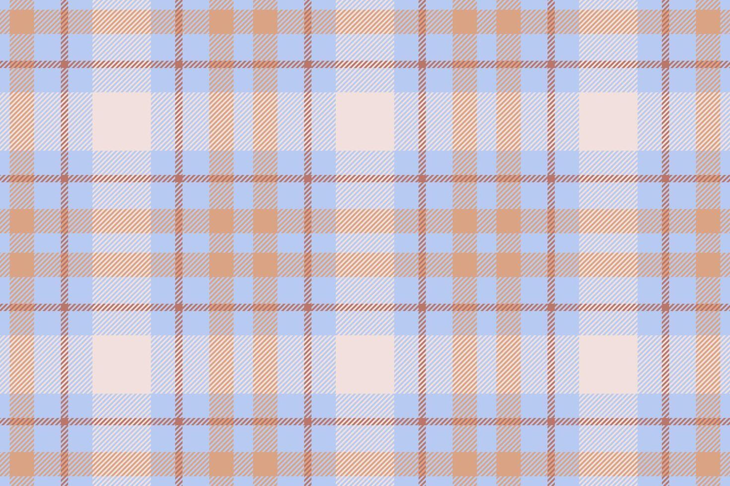 Soft pastel plaid pattern in peach, light blue, and white. Ideal for textile design, website backgrounds, scrapbooking, or creating a calming, sophisticated aesthetic. vector