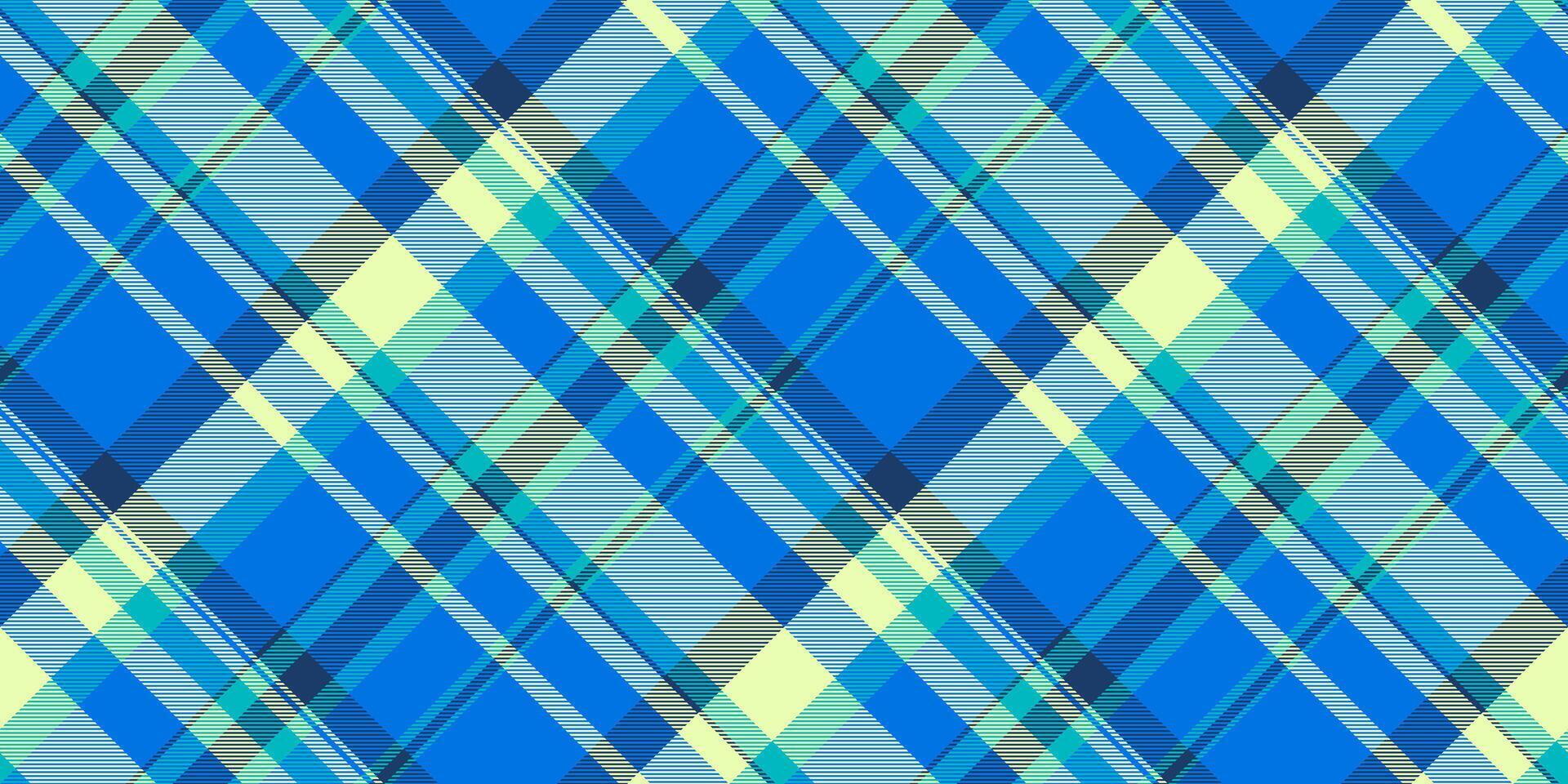 Checked seamless background plaid, quilted check fabric pattern. Wrapping tartan texture textile in cyan and light colors. vector