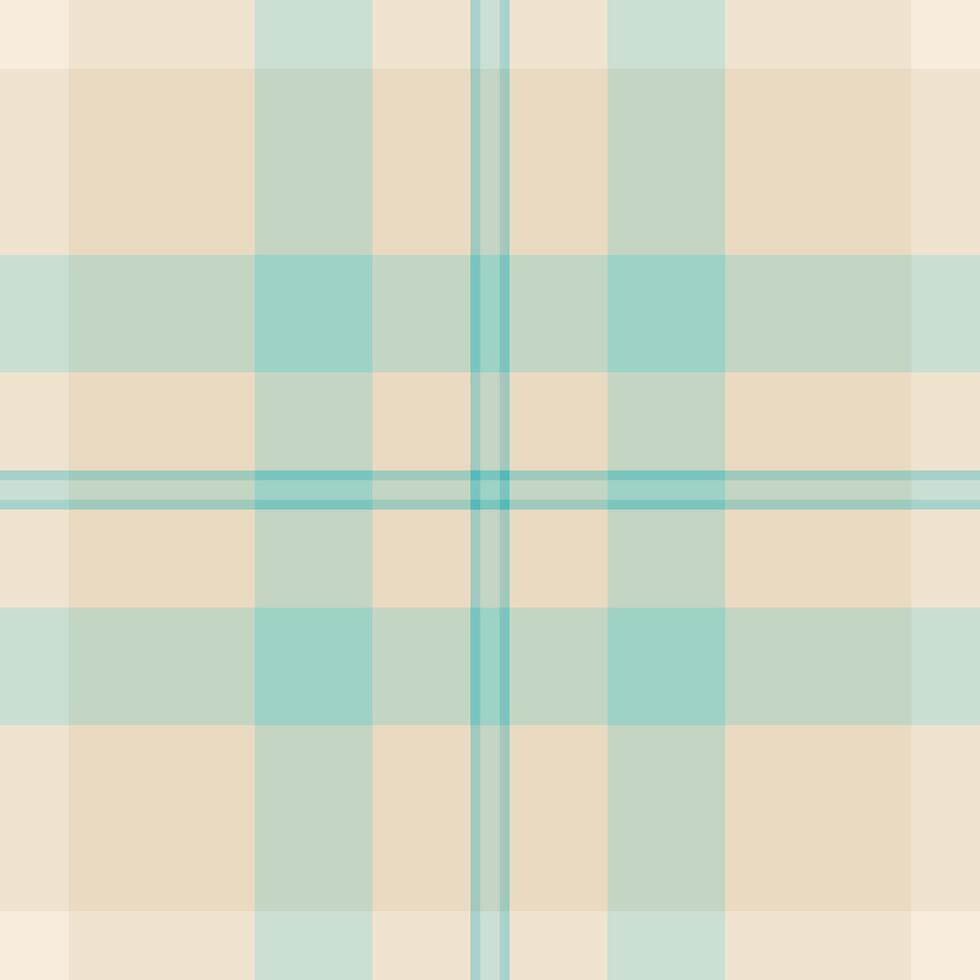 Subtle pastel plaid pattern in calming beige and teal. Perfect for backgrounds, textiles, or website design. Evokes feelings of serenity and understated elegance. vector
