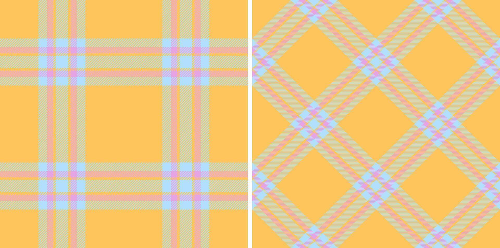 Check background textile of texture plaid pattern with a tartan seamless fabric. Set in summer colors. Latest trends in modern everyday fashion prints. vector