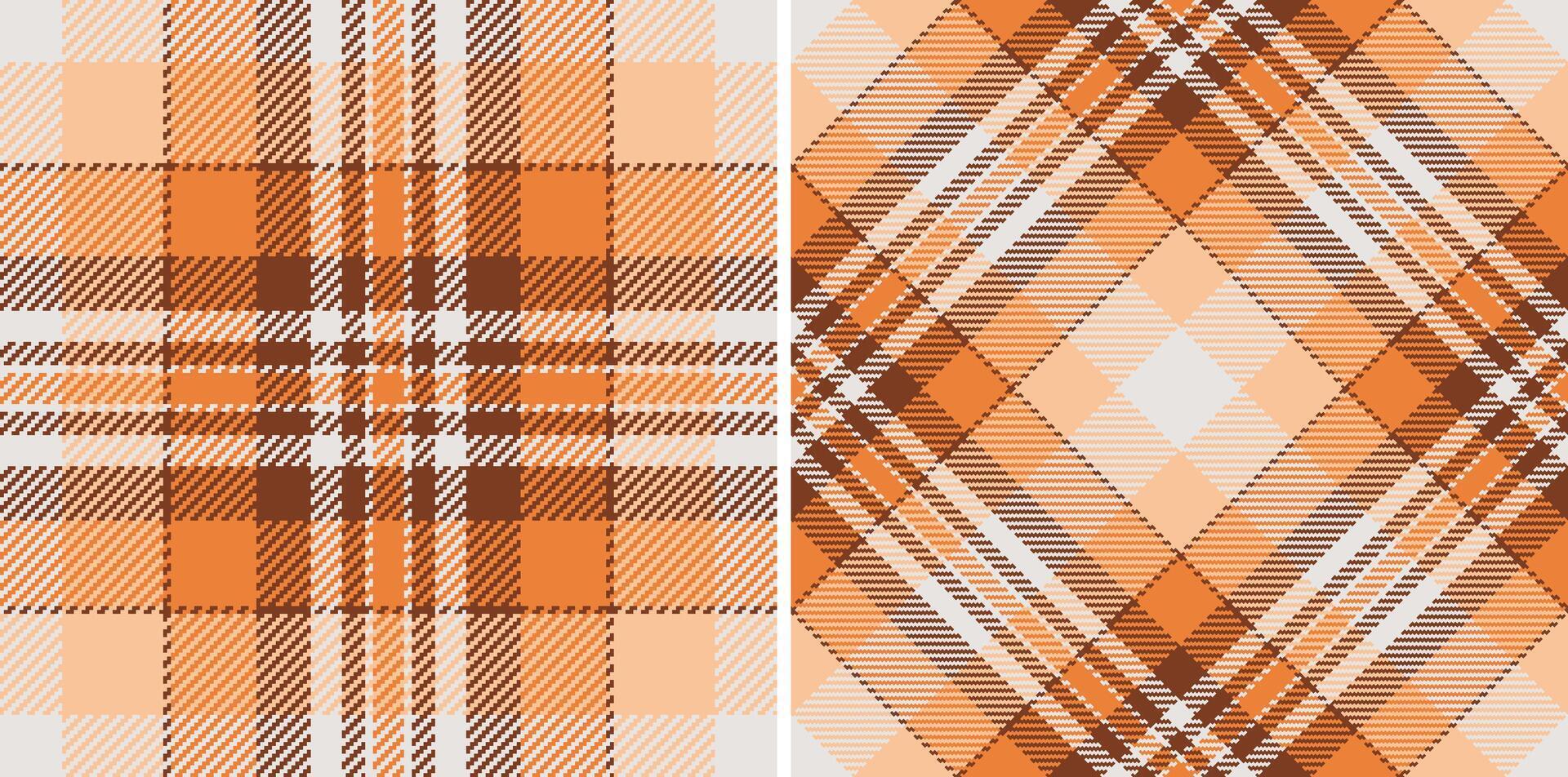 pattern plaid of tartan textile texture with a fabric background seamless check. Set in earth colors. Graphic design detailed editable swatch. vector