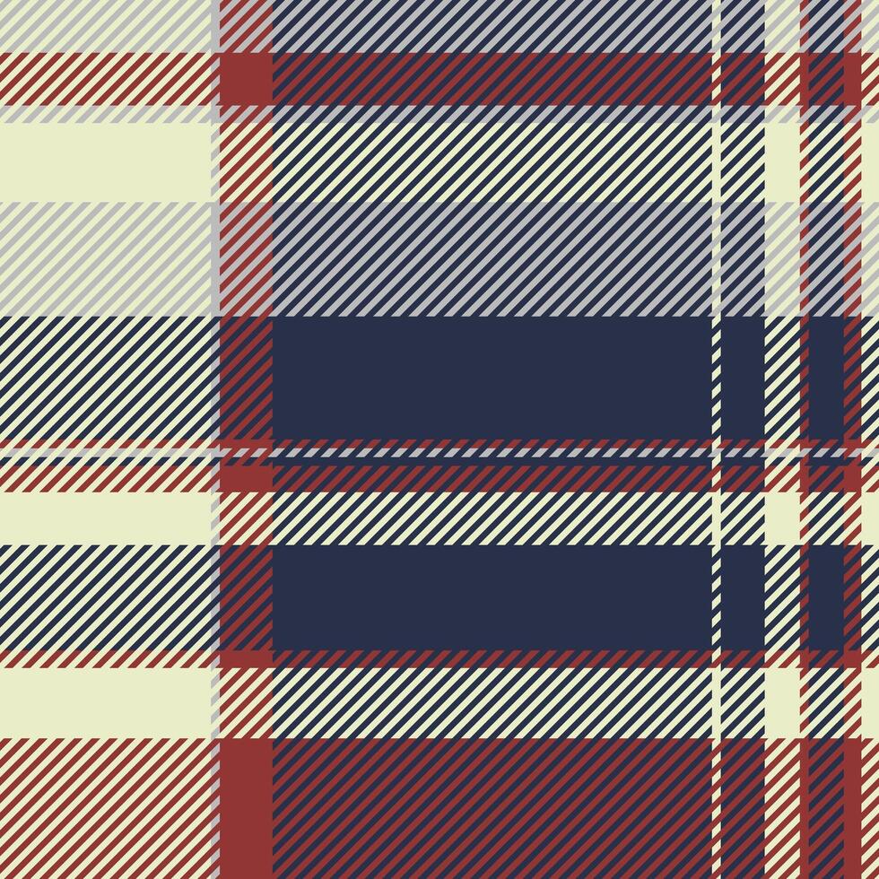Elegant plaid pattern in muted tones of cream, navy, and burgundy. Perfect for textile designs, apparel, or website backgrounds. Evokes feelings of warmth and sophistication. vector