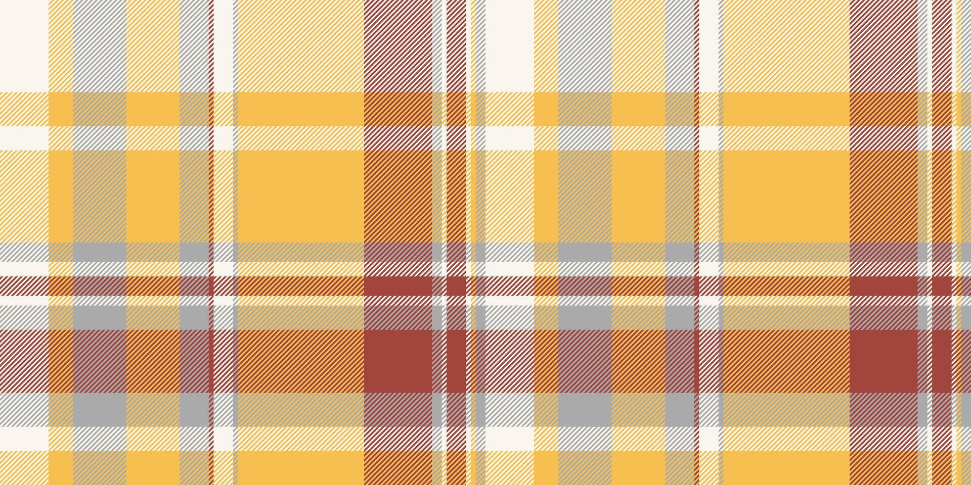 Trim seamless tartan texture, layer fabric background. Invite textile pattern plaid check in amber and sea shell colors. vector