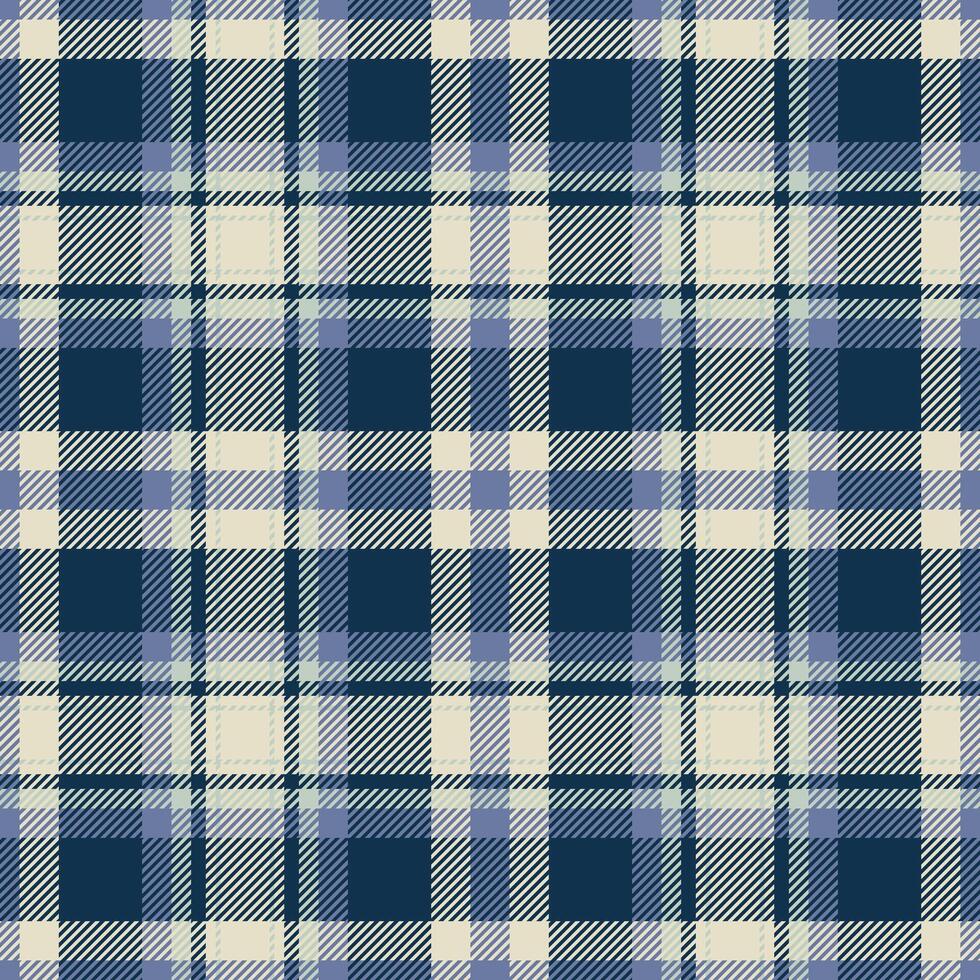 Elegant navy and cream plaid pattern. Perfect for textile design, website backgrounds, or autumnal projects. This seamless texture offers a sophisticated and timeless aesthetic. vector