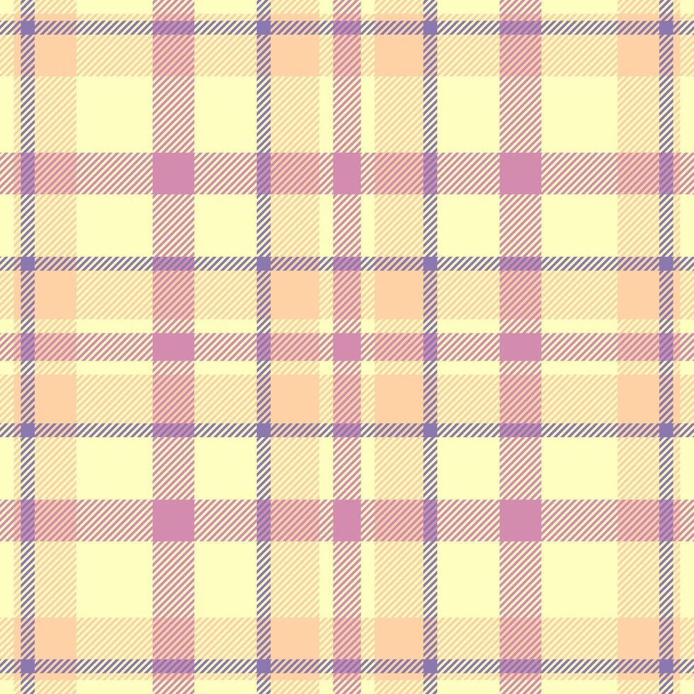 Material pattern plaid check, 70s seamless texture. Long textile tartan fabric background in light and orange colors. vector