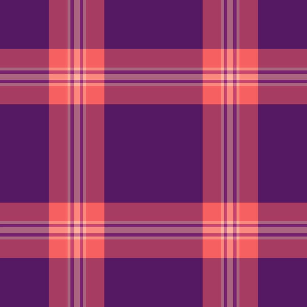 Stylish coral and purple plaid pattern. Perfect for textile design, website backgrounds, or fashion projects. This vibrant, seamless texture offers a modern and sophisticated aesthetic. vector