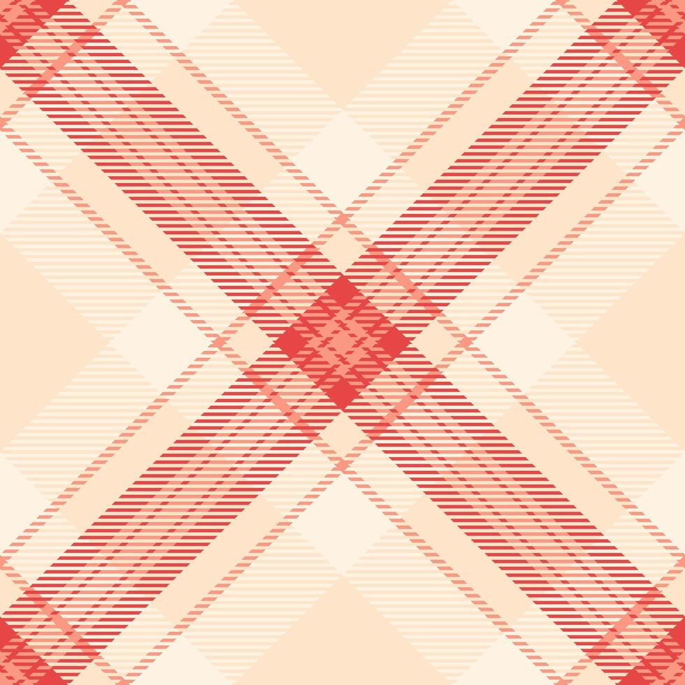 Elegant coral and cream plaid pattern. Perfect for textile design, fashion, or website backgrounds. Seamless texture with a sophisticated, modern feel. vector