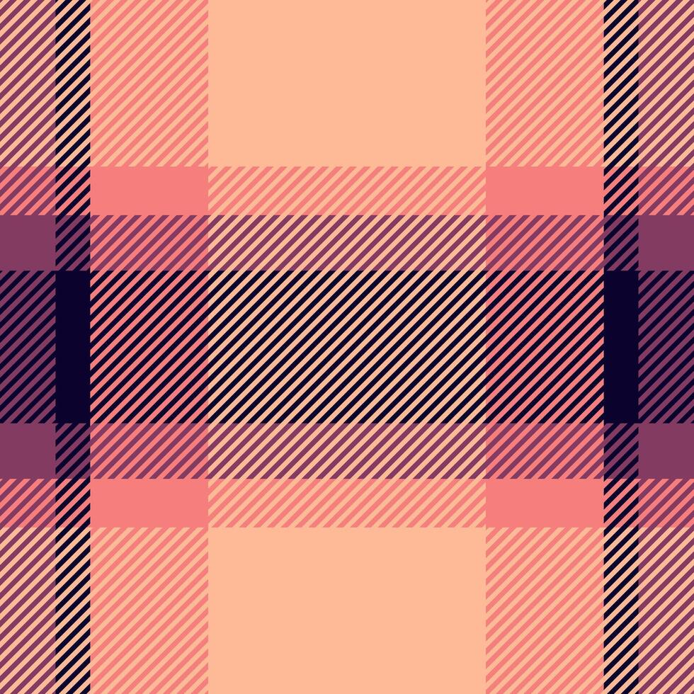 Trend tartan pattern texture, bed seamless plaid textile. Valentine background check fabric in orange and red colors. vector